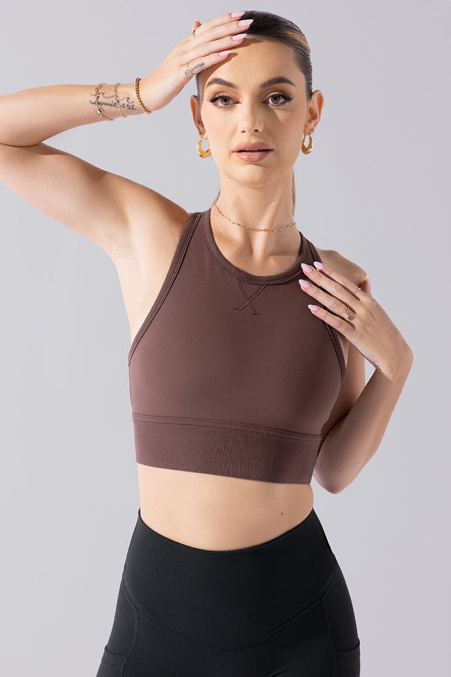 Tops POPFLEX | Sweat Sesh Crop Top - Truffle