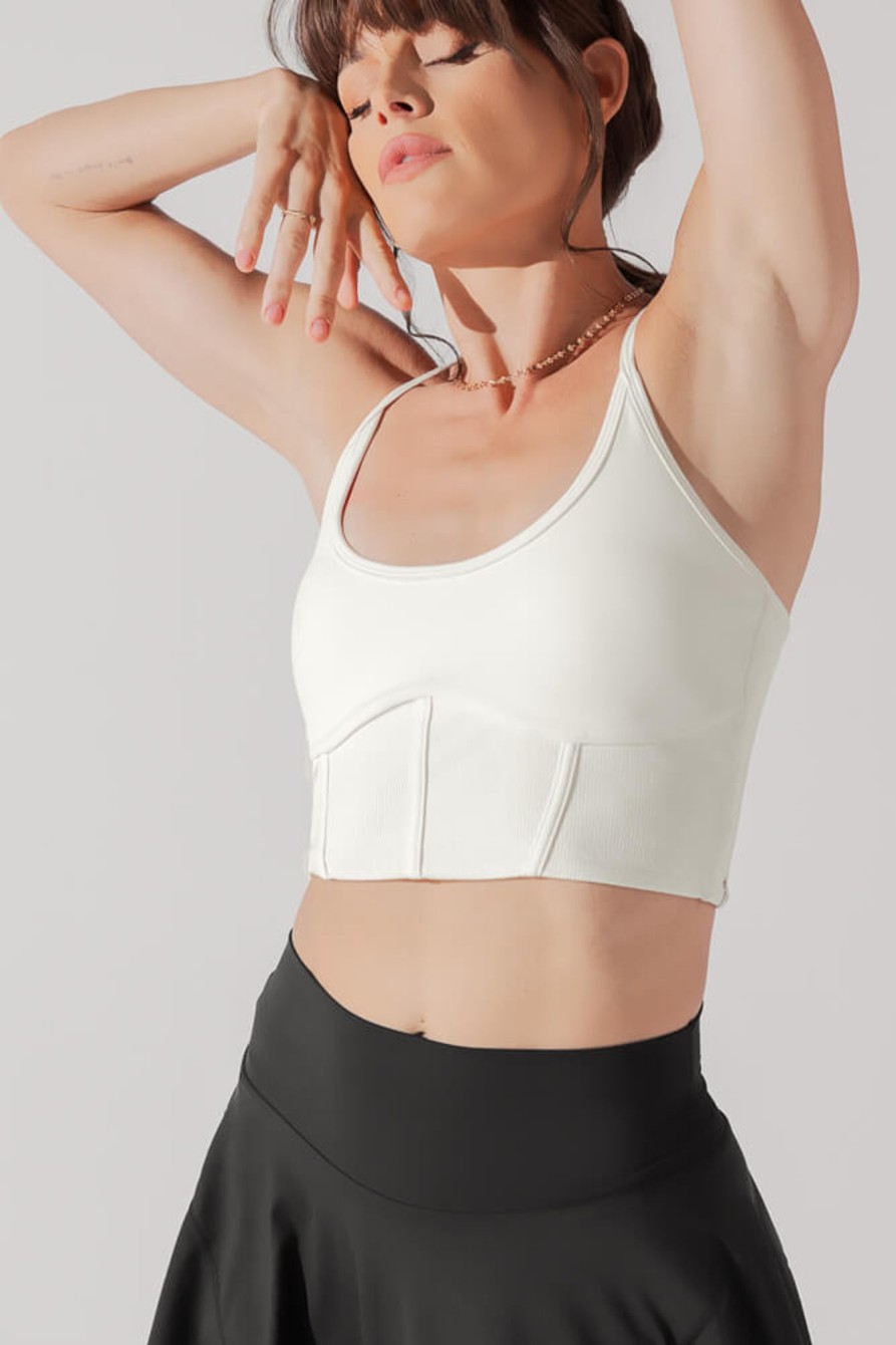 Tops POPFLEX | Plie Corset Crop Bralette - Cream