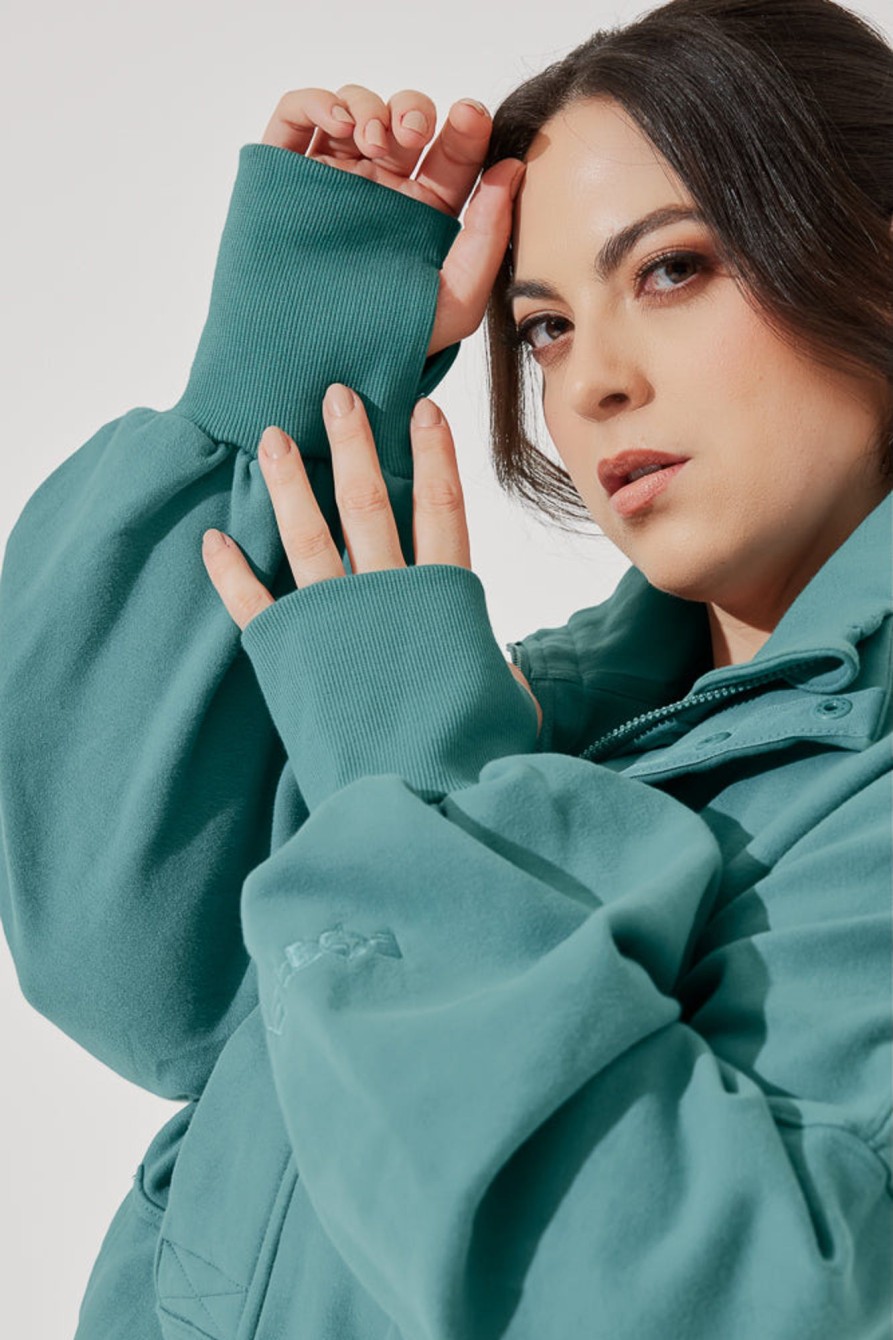 Tops POPFLEX | Ooey Gooey Half Zip Sweater - Turquoise