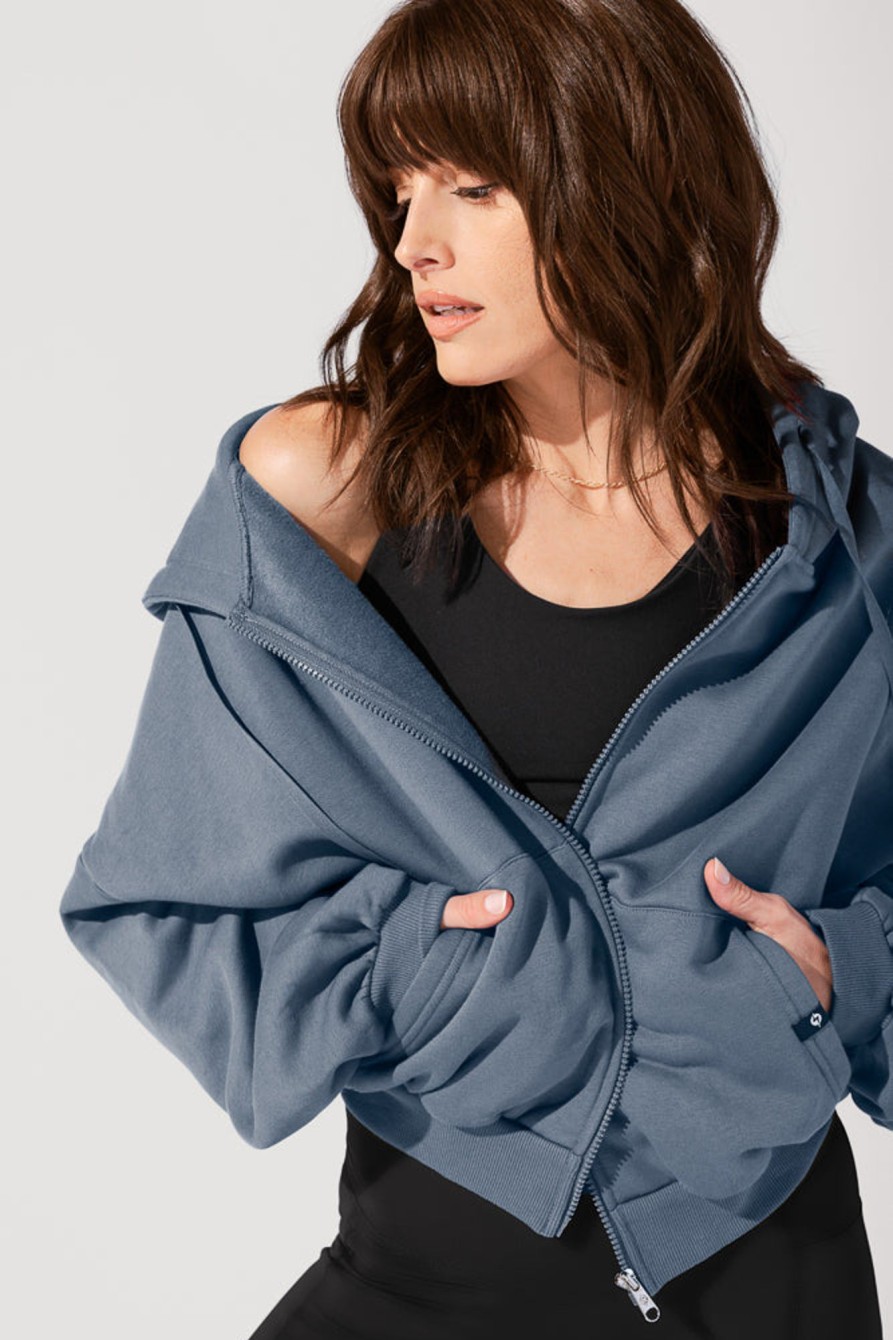 Tops POPFLEX | Zip Cloud Hoodie - Denim Blue