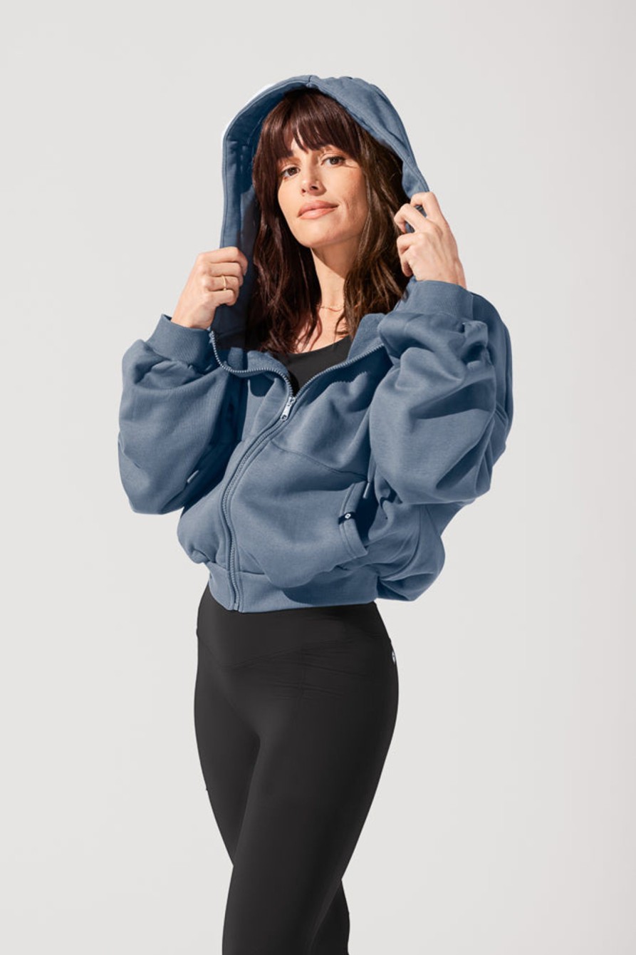 Tops POPFLEX | Zip Cloud Hoodie - Denim Blue