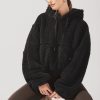 Tops POPFLEX | Faux Sherpa Pullover Cloud Hoodie - Black