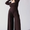 & More Clothing POPFLEX | Go With The Flow Long Sleeve Jumpsuit - Cocoa