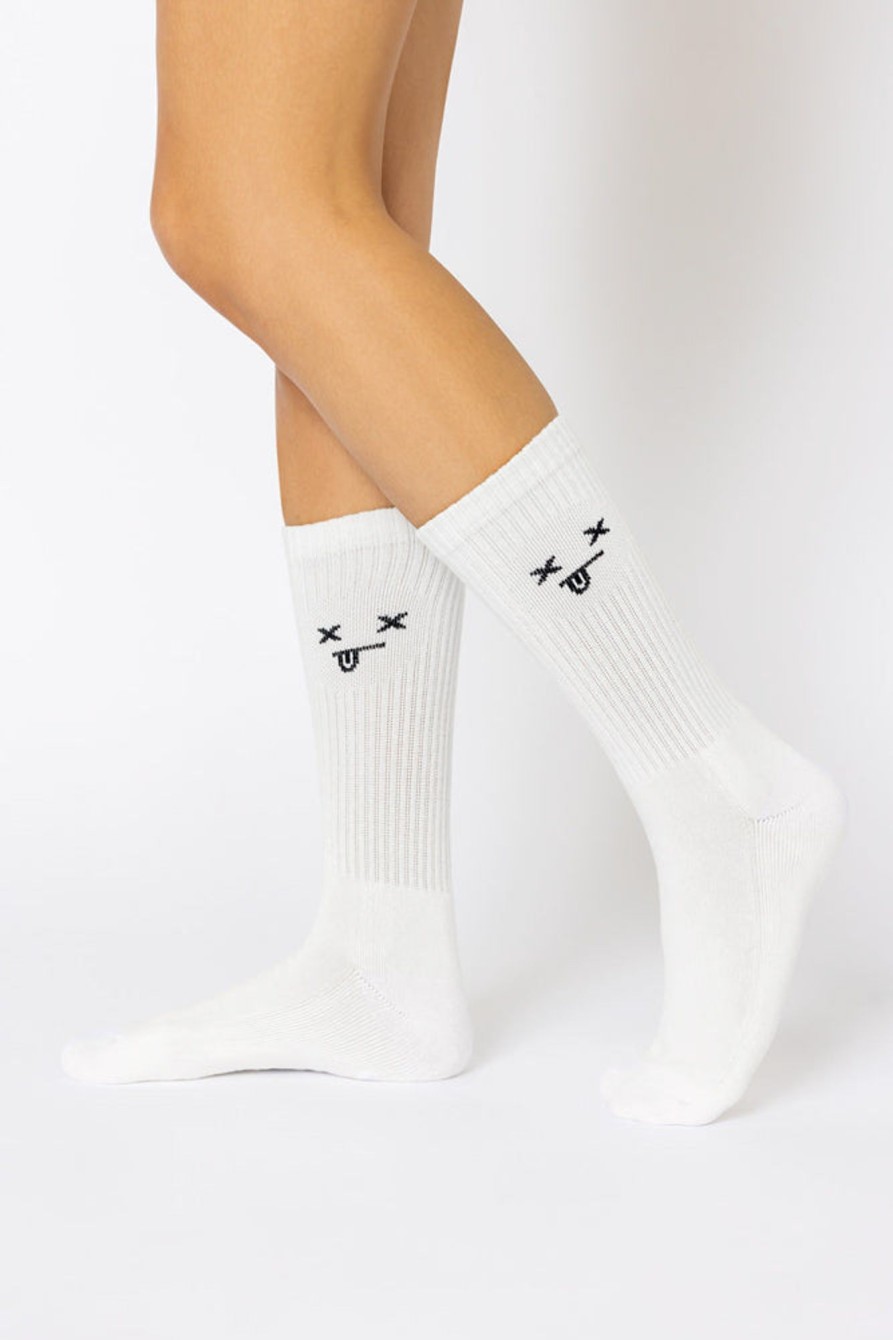 Accessories POPFLEX | Dead Face Mid-Calf Gym Socks - White