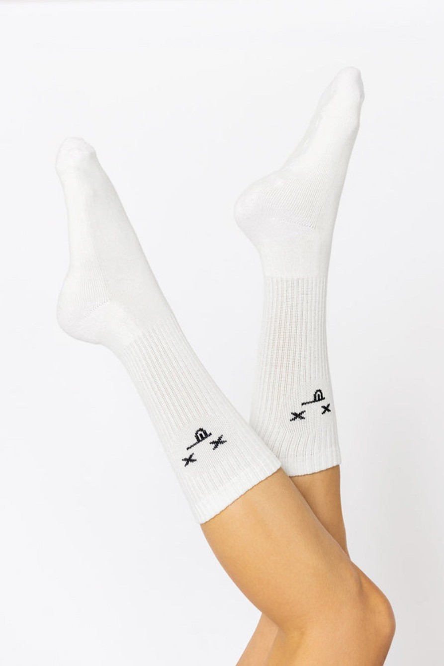 Accessories POPFLEX | Dead Face Mid-Calf Gym Socks - White