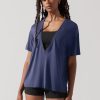 Tops POPFLEX | Daring Deep V Tee - Dark Navy