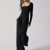 & More Clothing POPFLEX | Go With The Flow Long Sleeve Jumpsuit - Black