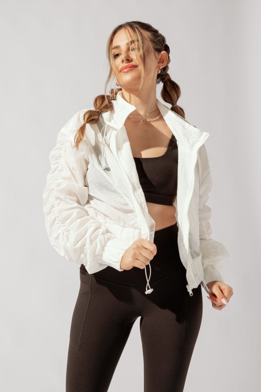 Tops POPFLEX | Whimsical Breeze Windbreaker - White