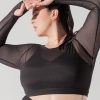 Tops POPFLEX | Coquette Long Sleeve Mesh Bra - Black