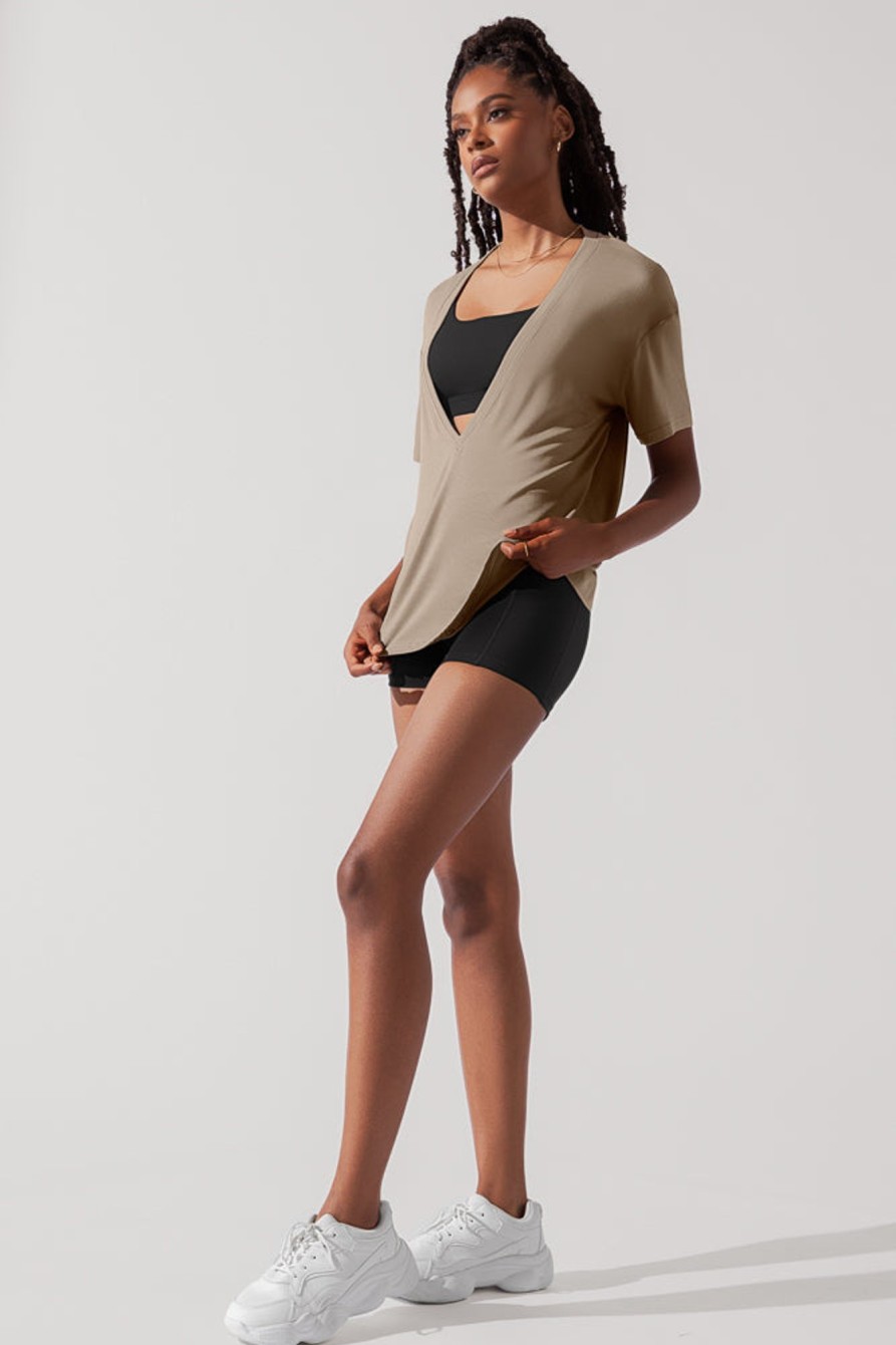 Tops POPFLEX | Daring Deep V Tee - Shiitake