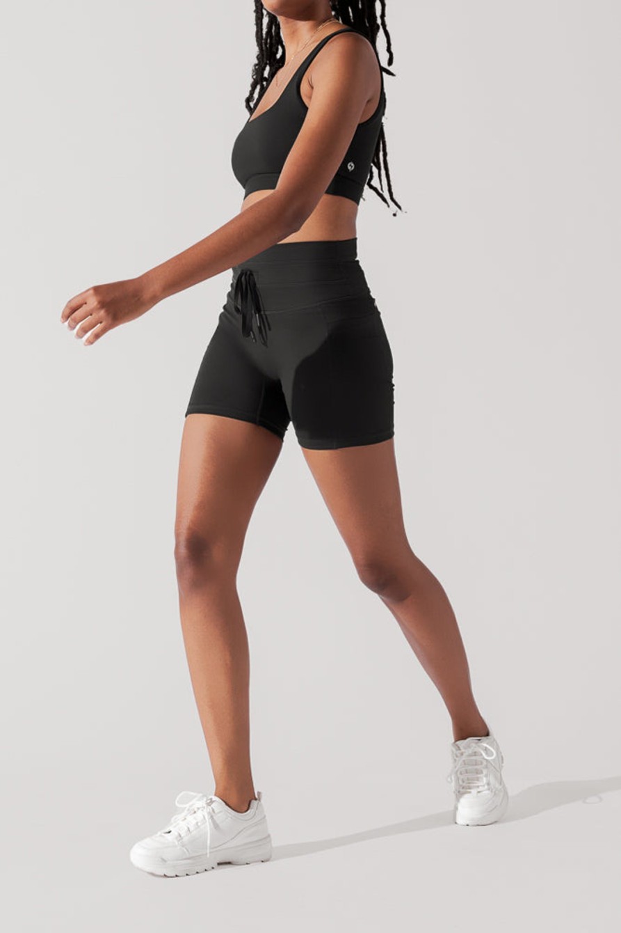 Bottoms POPFLEX | Cargo Midi Short With Pockets (Soft Touch) - Black