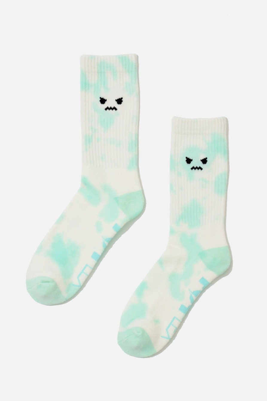 Accessories POPFLEX | Angry Face Mid-Calf Gym Socks - Green Tie Dye