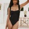 & More Clothing POPFLEX | Boardwalk Bombshell One Piece - Black Rib