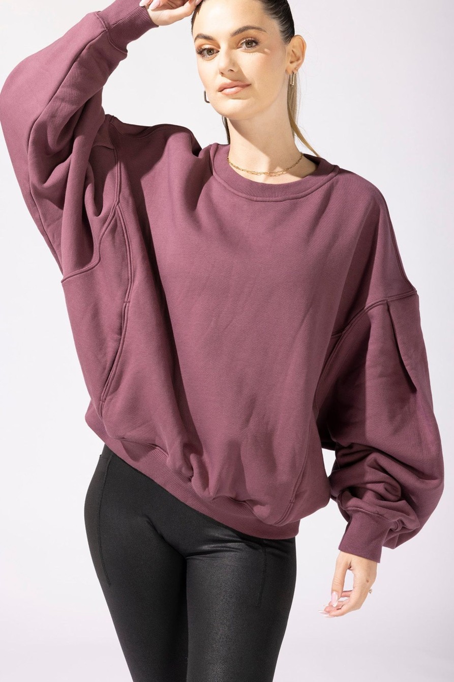 Tops POPFLEX | The Brunch Oversized Sweater For Women, Loose Comfortable Fit With Pockets - Merlot S/M