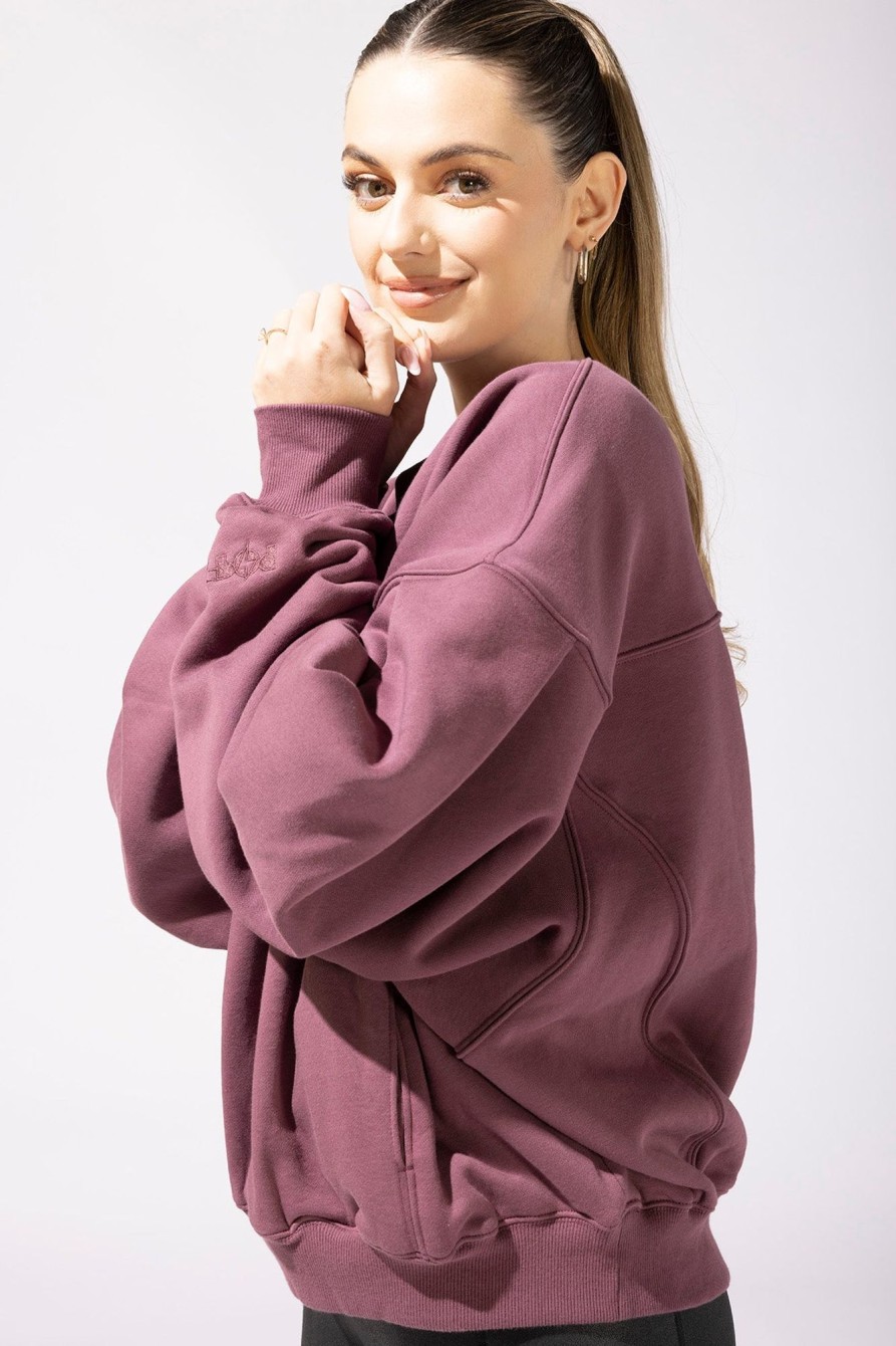 Tops POPFLEX | The Brunch Oversized Sweater For Women, Loose Comfortable Fit With Pockets - Merlot S/M