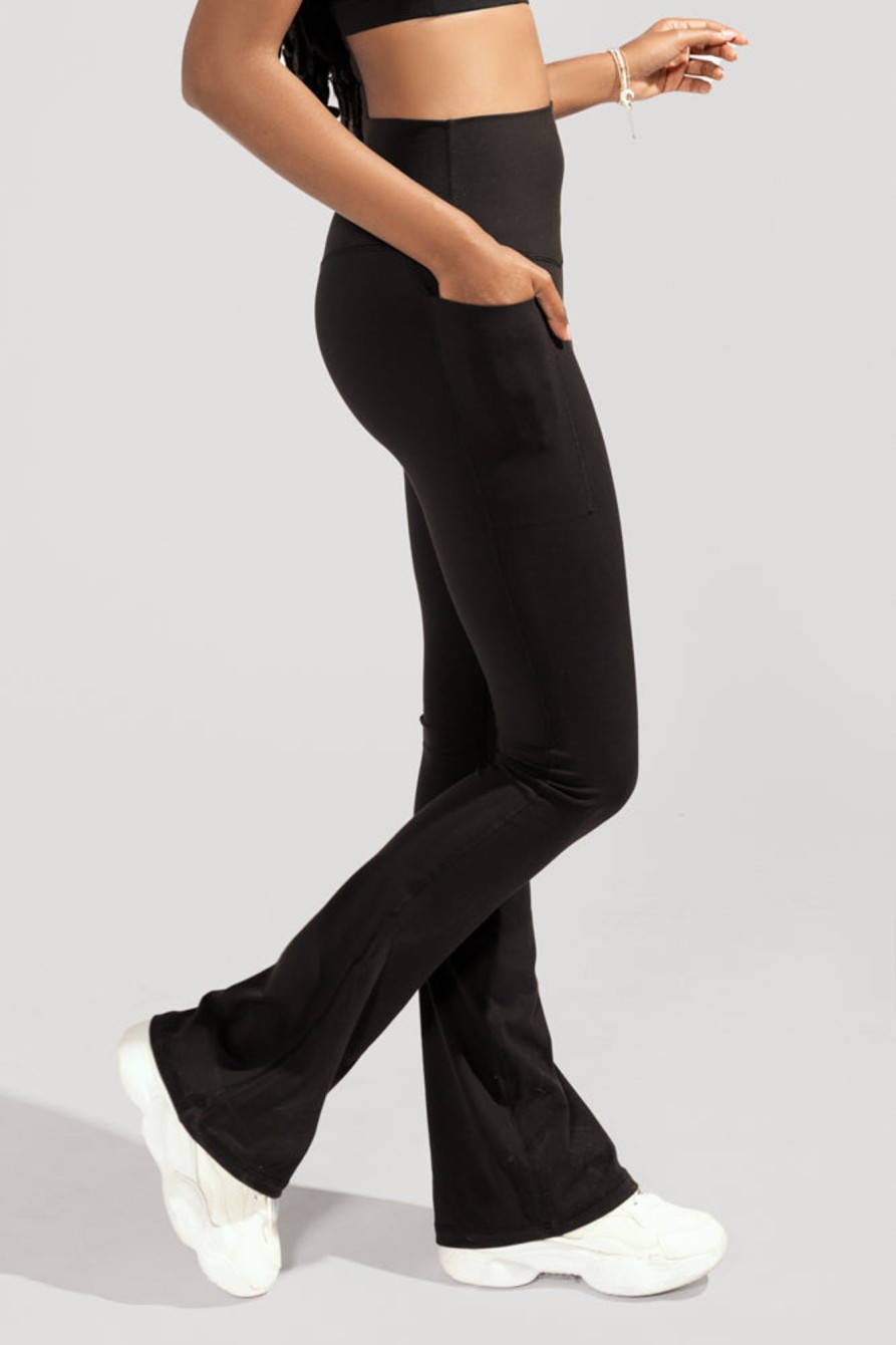 Bottoms POPFLEX | Supersculpt Flared Leggings With Pockets (Soft Touch) - Black