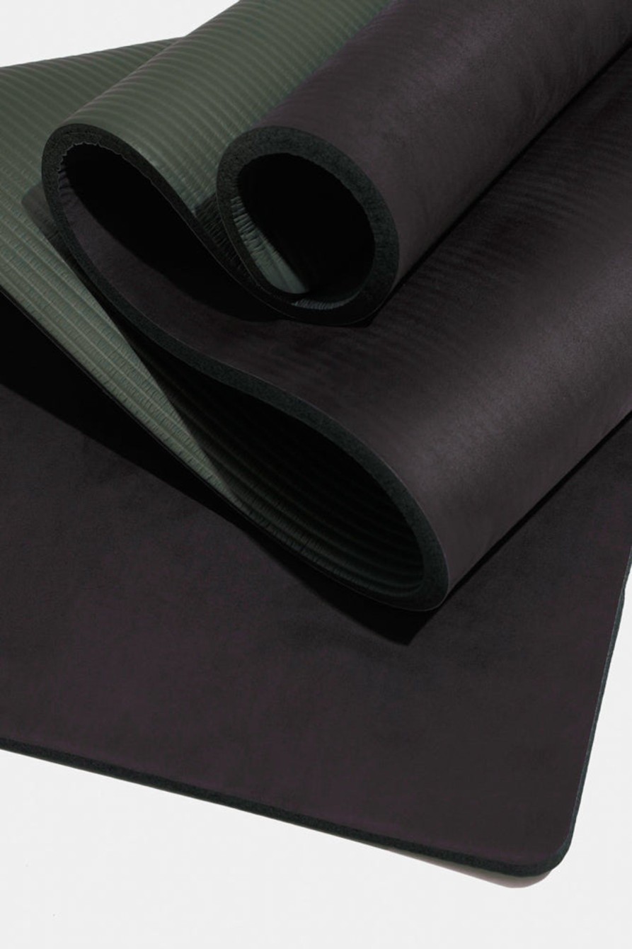 Workout POPFLEX | Cloudcushion Vegan Suede Yoga Mat - Black 0.5" Thick