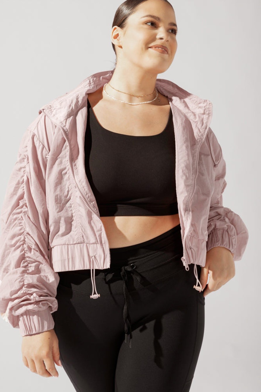 Tops POPFLEX | Whimsical Breeze Windbreaker, Lightweight Oversized Jacket For Women - Blush Xxs/Xs