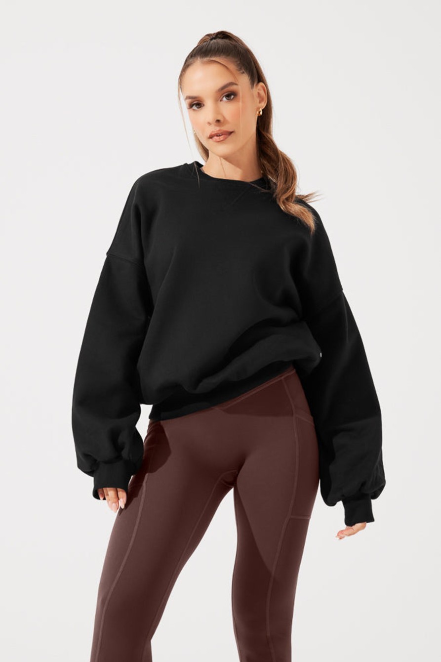 Tops POPFLEX | Cloud Crewneck Sweater - Black