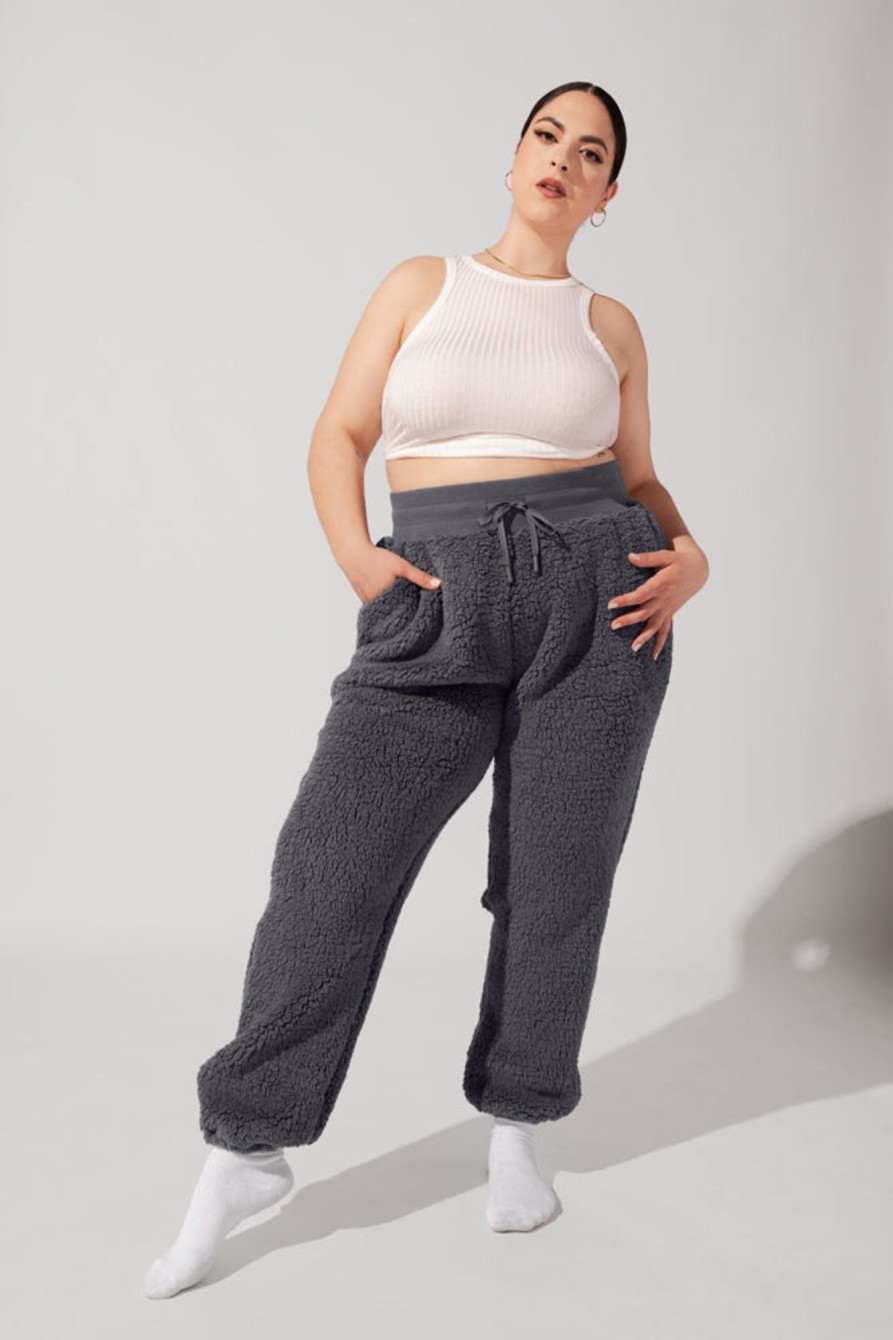 Bottoms POPFLEX | Blanket Pants In Faux Sherpa - Cool Grey