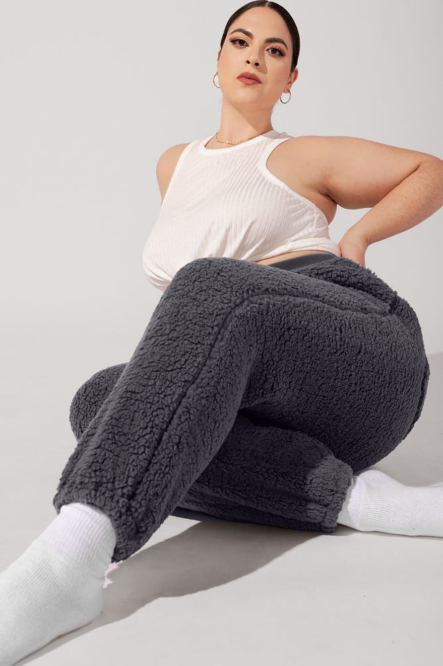 Bottoms POPFLEX | Blanket Pants In Faux Sherpa - Cool Grey