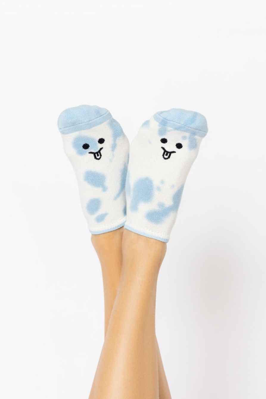 Accessories POPFLEX | Silly Face Low Rise Socks - Blue Tie Dye