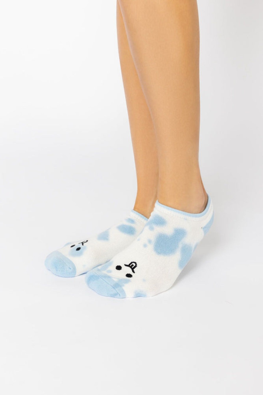 Accessories POPFLEX | Silly Face Low Rise Socks - Blue Tie Dye