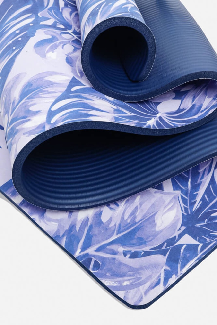 Workout POPFLEX | Cloudcushion Vegan Suede Yoga Mat - Blue Jungle 0.5" Thick