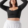 Tops POPFLEX | Sweetheart Long Sleeve Crop Top - Black