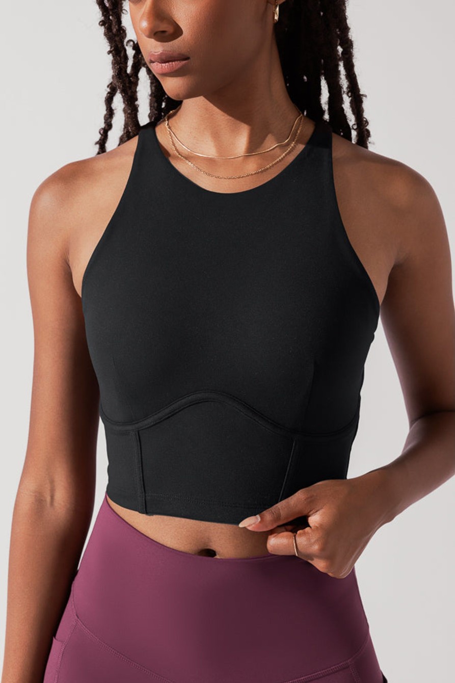 Tops POPFLEX | Cleo Corset Crop Bralette - Black