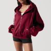 Tops POPFLEX | Zip Cloud Hoodie - Crimson