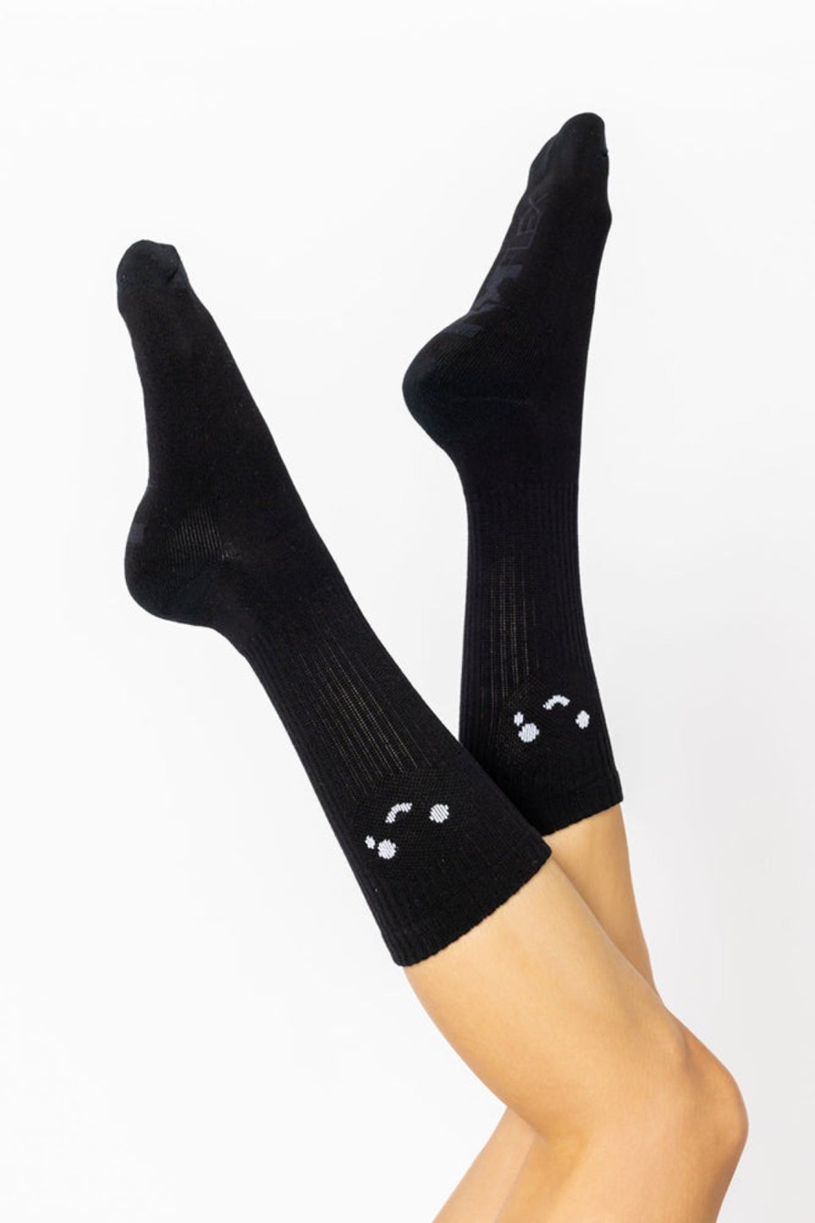 Accessories POPFLEX | Happy Cry Face Mid-Calf Gym Socks - Black