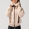 Tops POPFLEX | The Kinsley Bomber Jacket In Faux Sherpa - Taupe