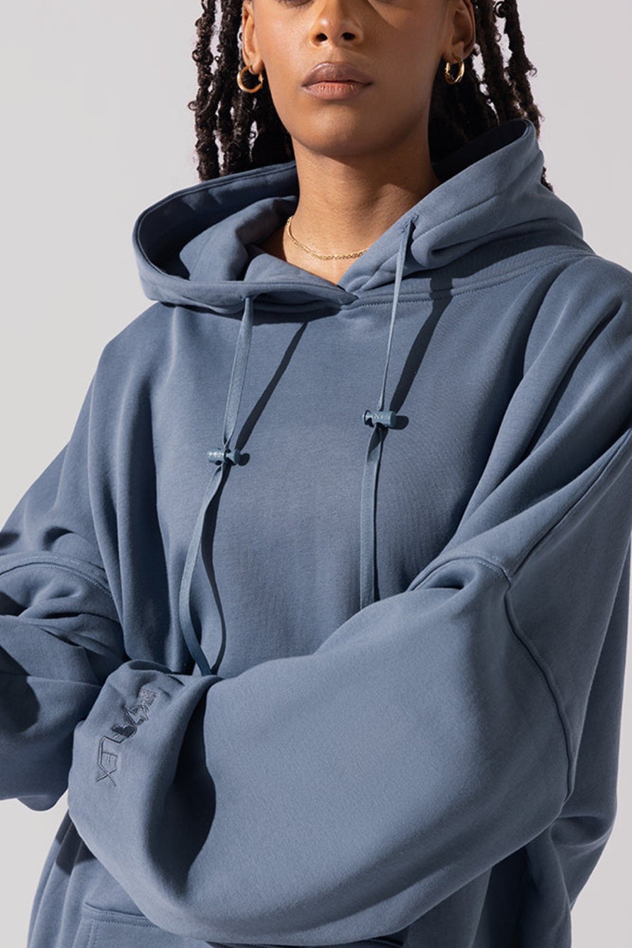 Tops POPFLEX | Long Cloud Hoodie - Blue Steel