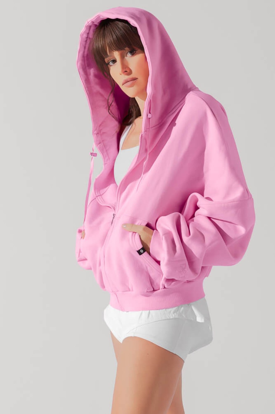 Tops POPFLEX | Zip Cloud Hoodie - Malibu Pink