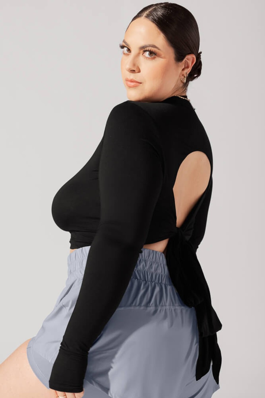 Tops POPFLEX | Bow Back Long Sleeve - Black