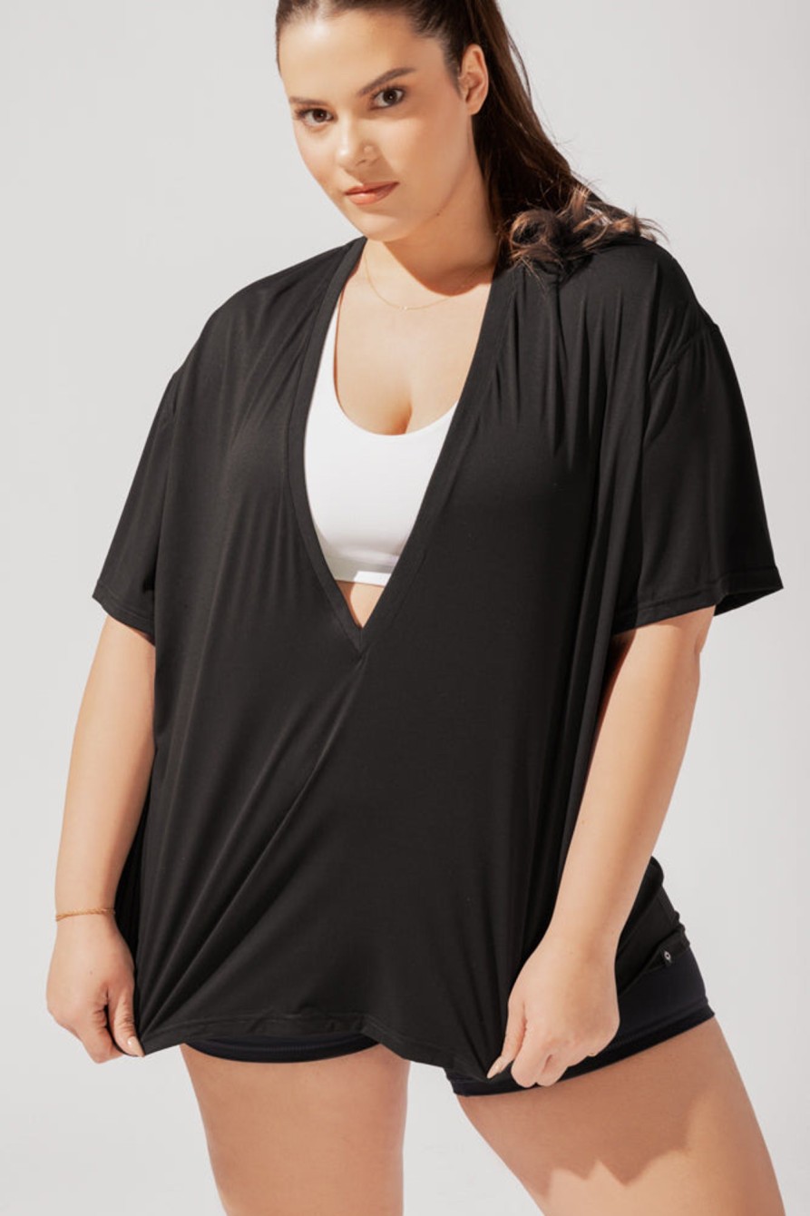 Tops POPFLEX | Daring Deep V Tee - Black