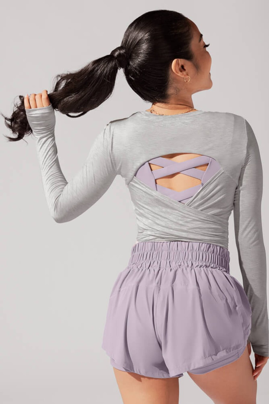 Tops POPFLEX | Bow Back Long Sleeve - Heather Grey