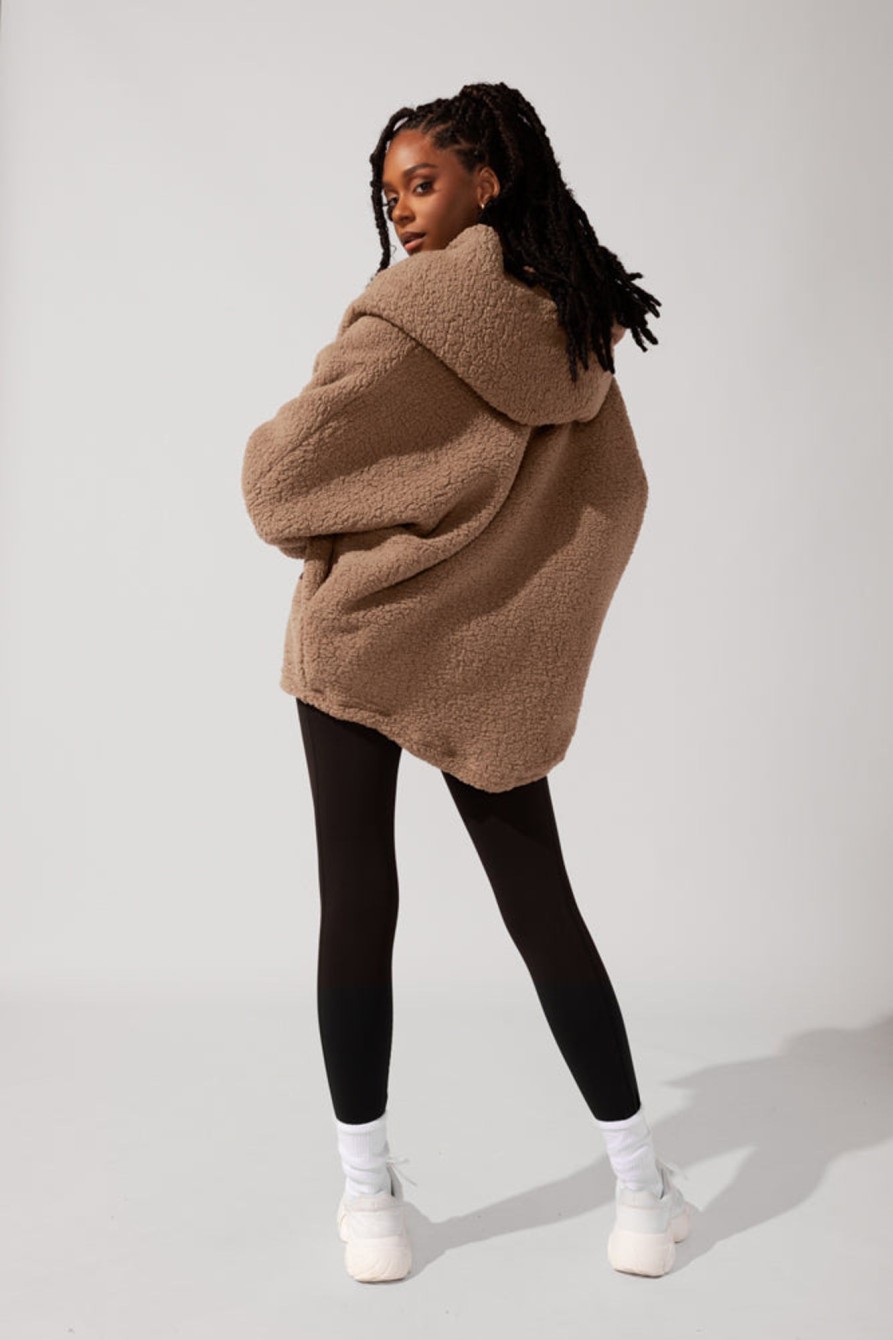 Tops POPFLEX | Faux Sherpa Cocoon Coat - Teddy Bear Brown