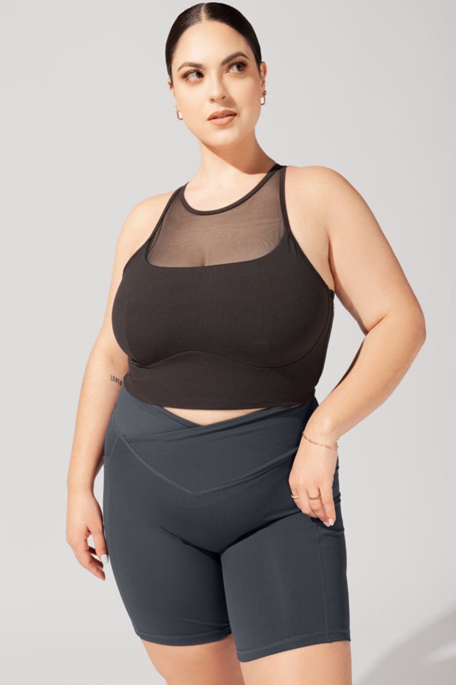 Tops POPFLEX | Celeste Mesh Crop Bralette - Black