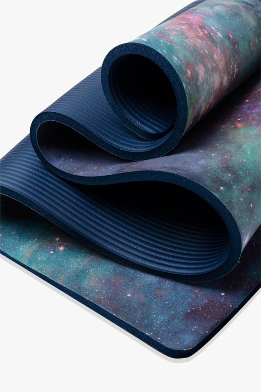 Workout POPFLEX | Cloudcushion Vegan Suede Yoga Mat - Cool Cosmos 0.5" Thick Workout Mat - Super Portable, Durable, And Comfortable Exercise Mat