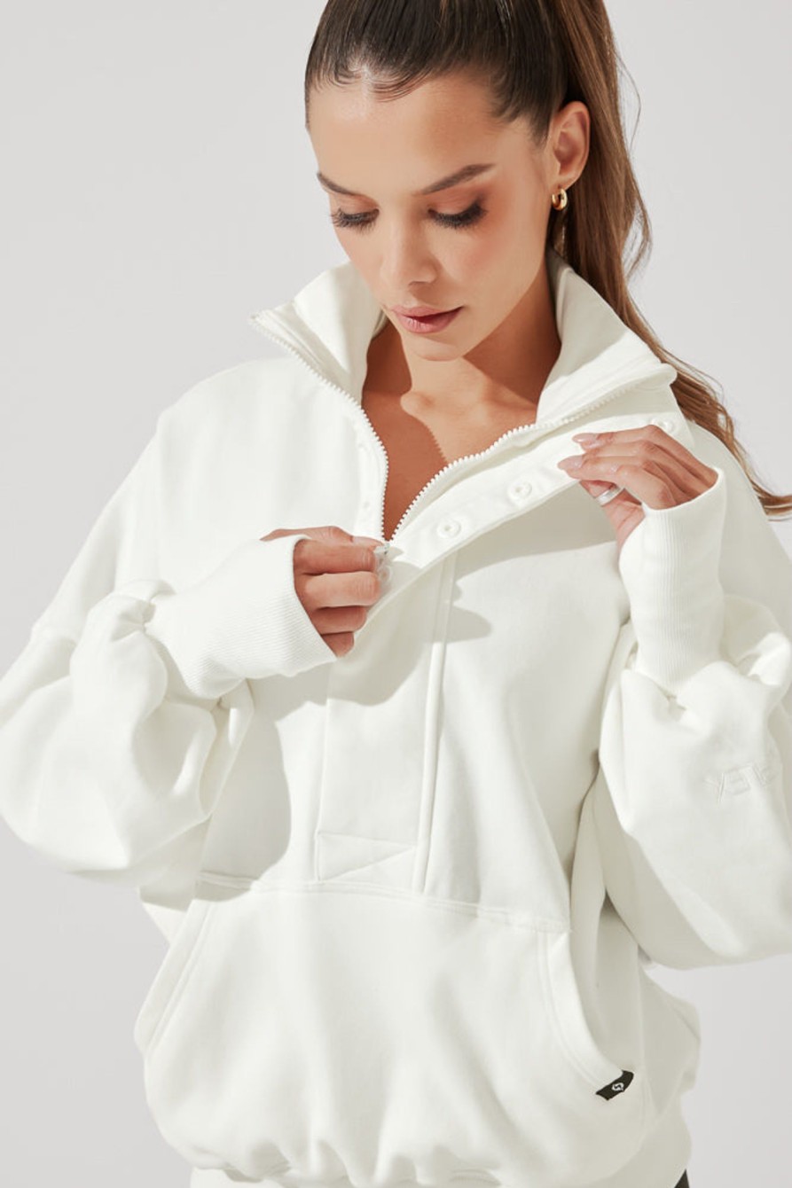 Tops POPFLEX | Ooey Gooey Half Zip Sweater - Almond Milk