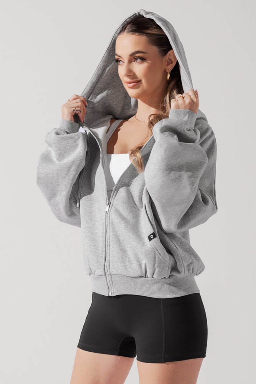 Tops POPFLEX | Zip Cloud Hoodie - Heather Grey