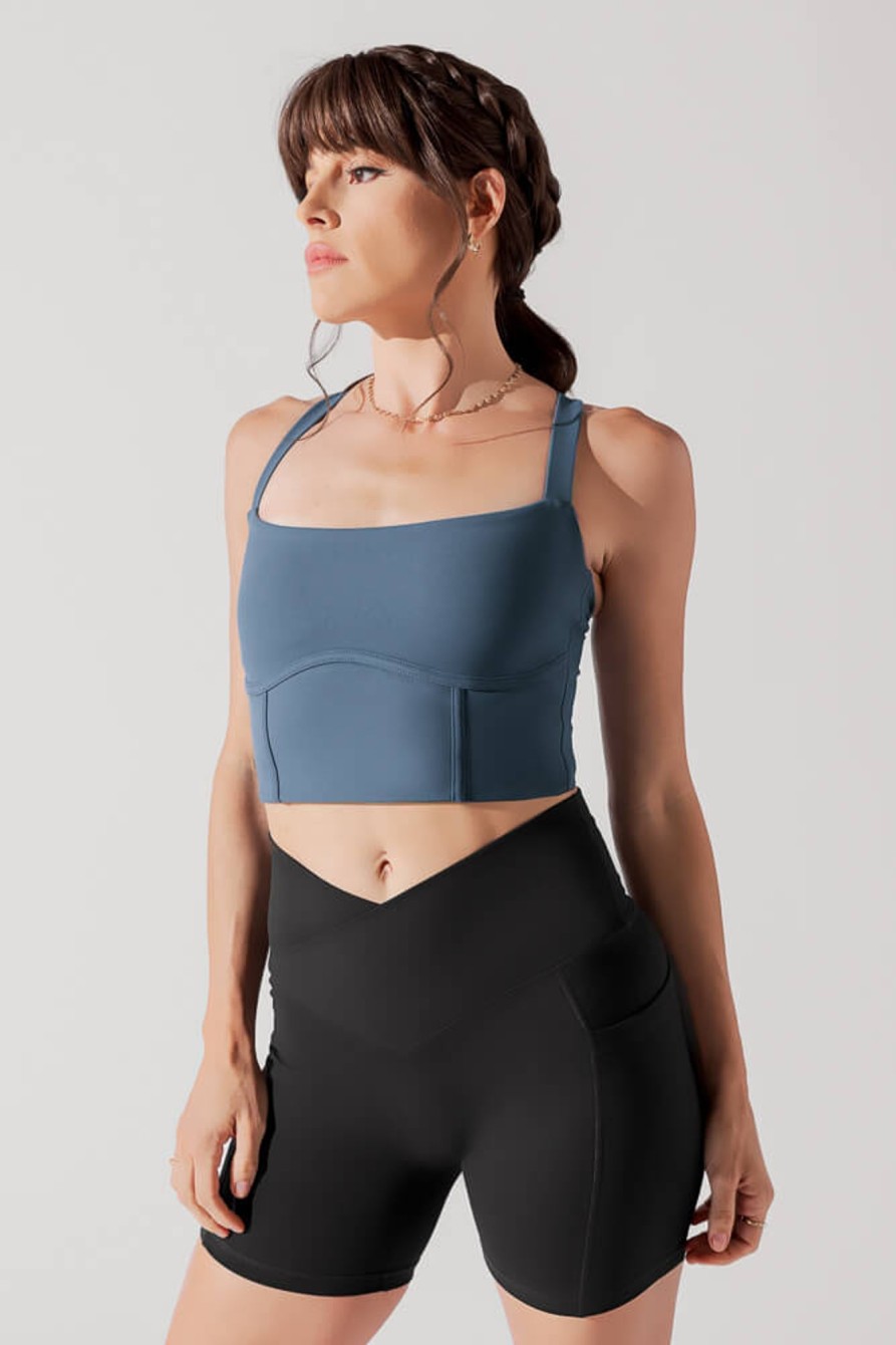 Tops POPFLEX | Daphne Corset Crop Top - Indigo Teal