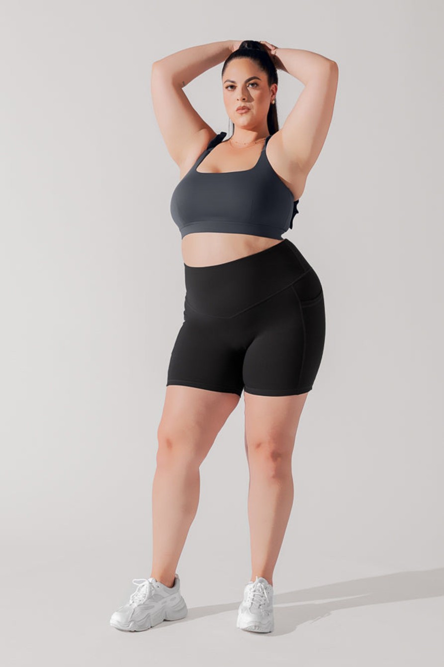 Bottoms POPFLEX | Supersculpt Midi Short With Pockets (Soft Touch) - Black