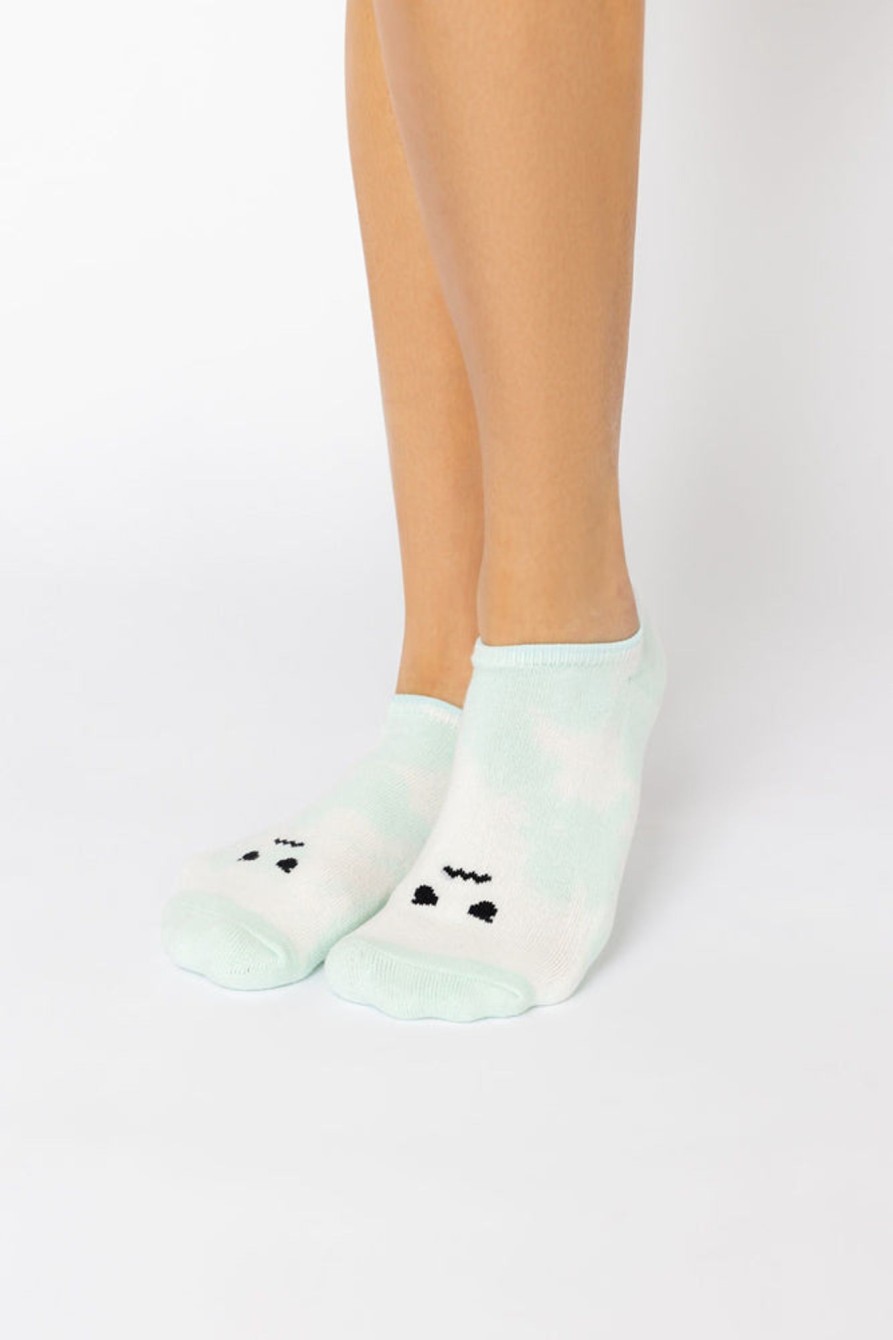 Accessories POPFLEX | Angry Face Low Rise Socks - Green Tie Dye