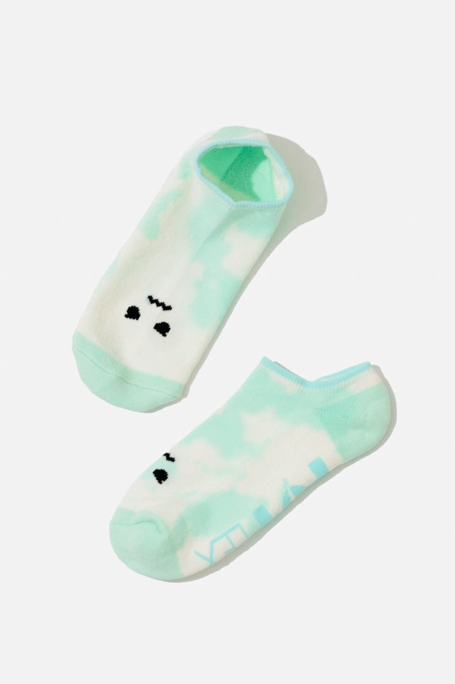 Accessories POPFLEX | Angry Face Low Rise Socks - Green Tie Dye