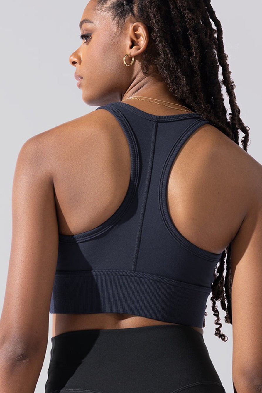 Tops POPFLEX | Sweat Sesh Crop Top - Smoky Navy