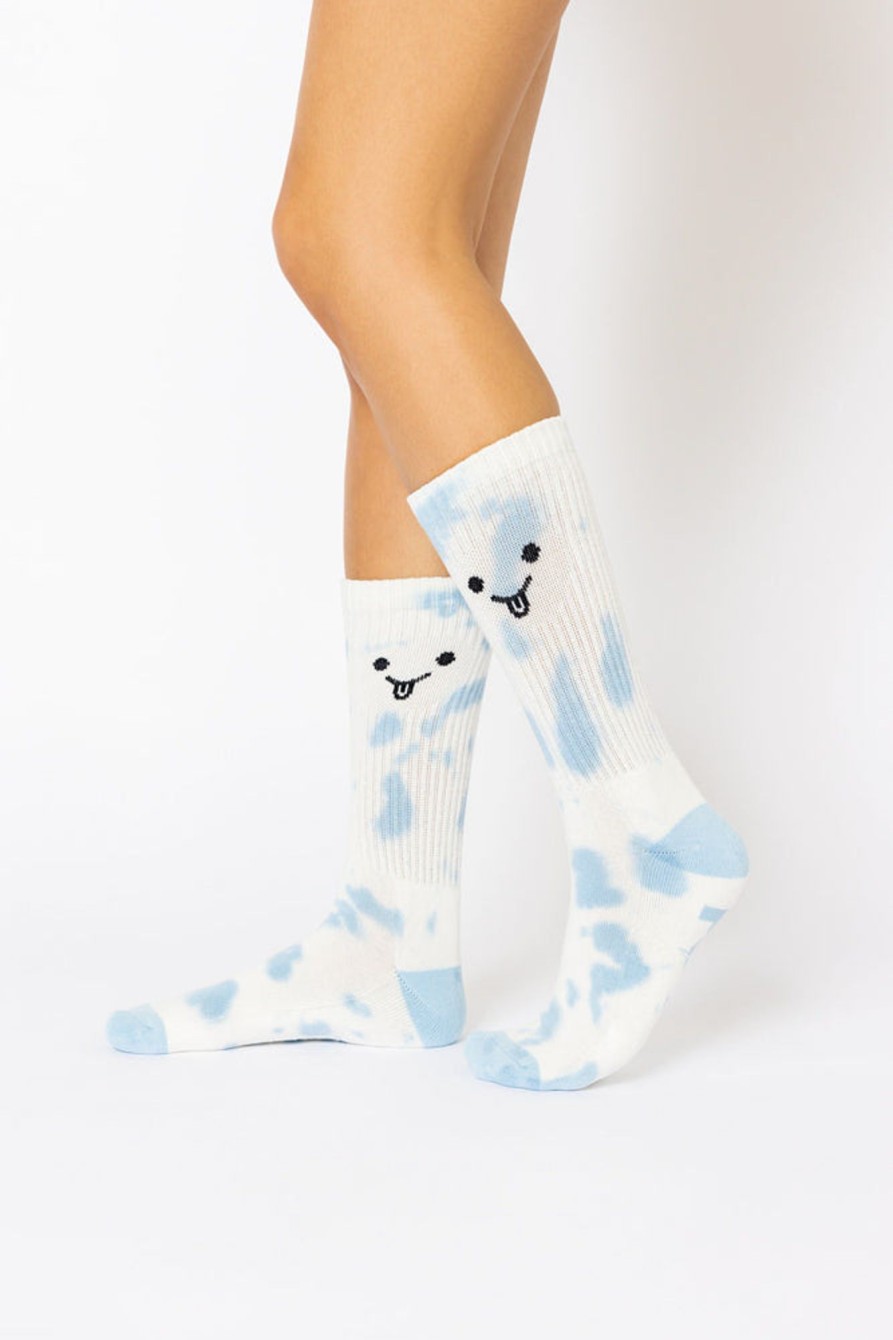 Accessories POPFLEX | Silly Face Mid-Calf Gym Socks - Blue Tie Dye