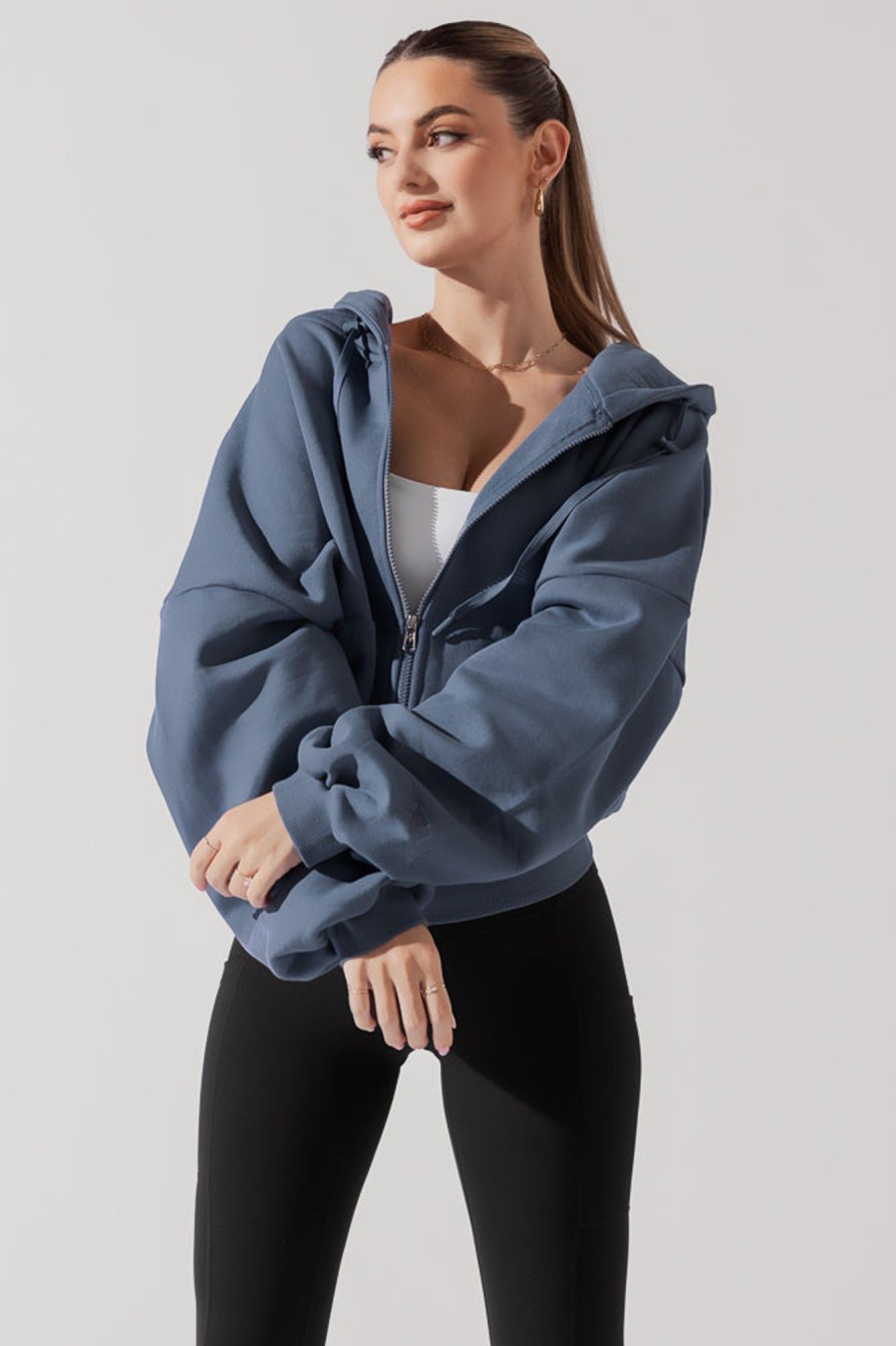 Tops POPFLEX | Zip Cloud Hoodie - Blue Steel